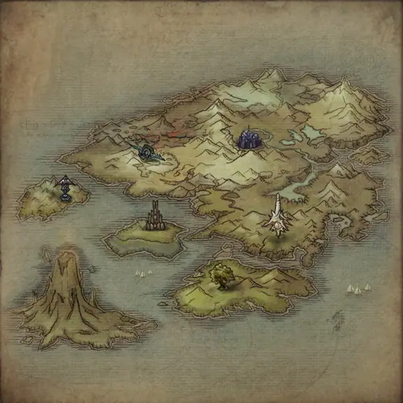 In-game world map of Asmodae